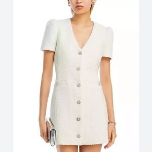 Aqua Tweed Short Sleeve Mini Dress